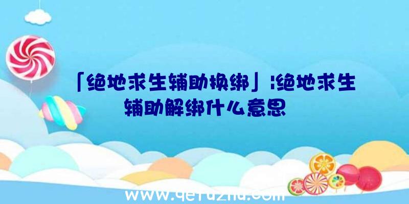 「绝地求生辅助换绑」|绝地求生辅助解绑什么意思